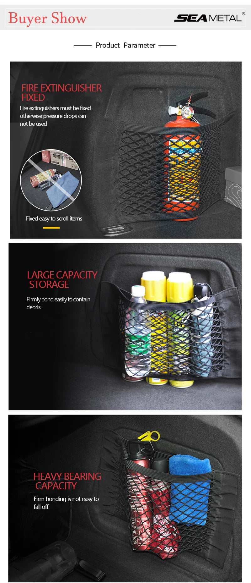 Siatka do bagażnika samochodowego, organizer, siatka do przechowywania w bagażniku, kieszeń na siedzenie, uniwersalna torba do bagażnika, sieć akcesoriów samochodowych Magic Tape