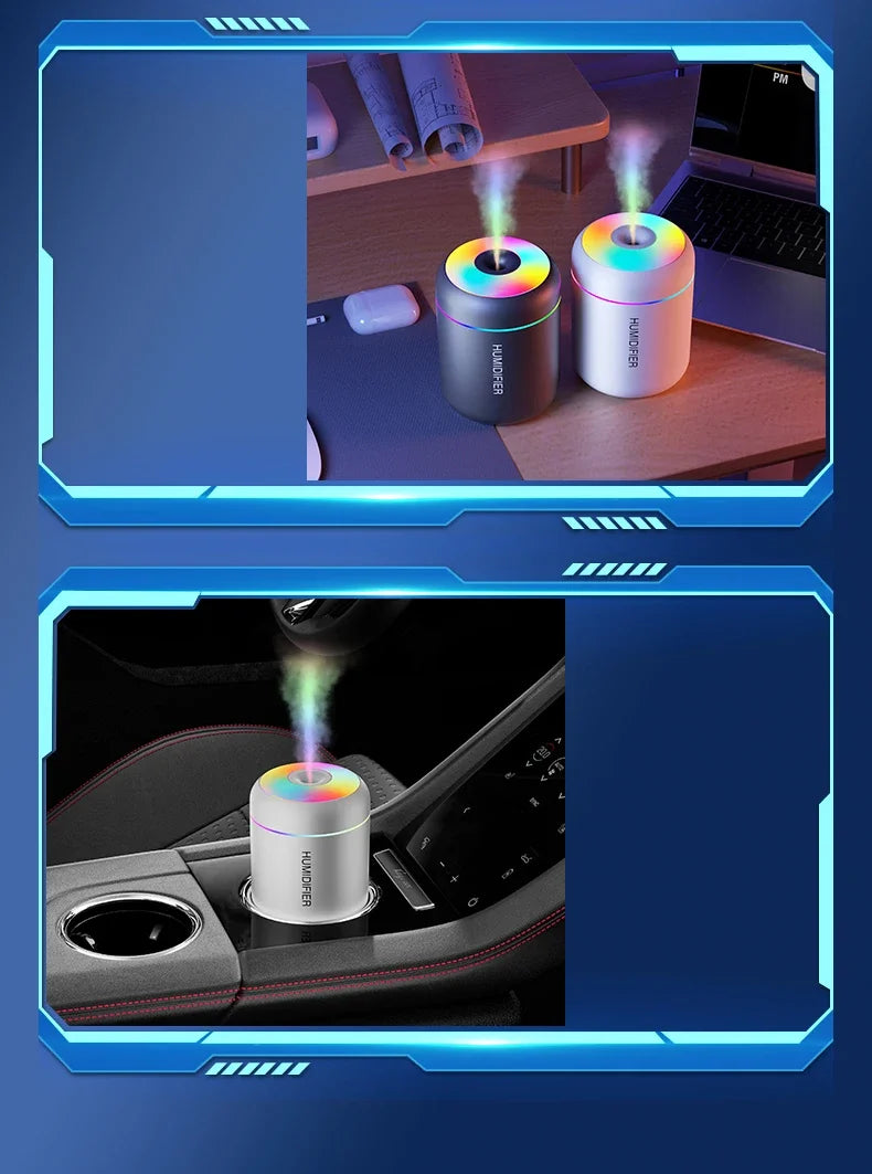 Mini nawilżacz powietrza USB elektryczny 180 ml dyfuzor zapachowy oczyszczacz olejków eterycznych generator mgiełki aromaterapeutycznej oświetlenie do samochodu, domu, sypialni